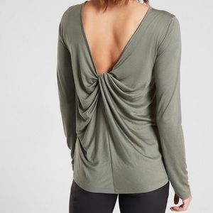 Athleta Laurel Green Waterfall Long Sleeve Top